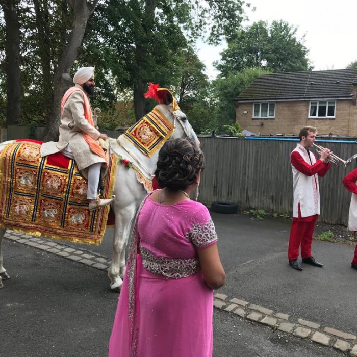 white indian asian wedding horse ghori for baraat